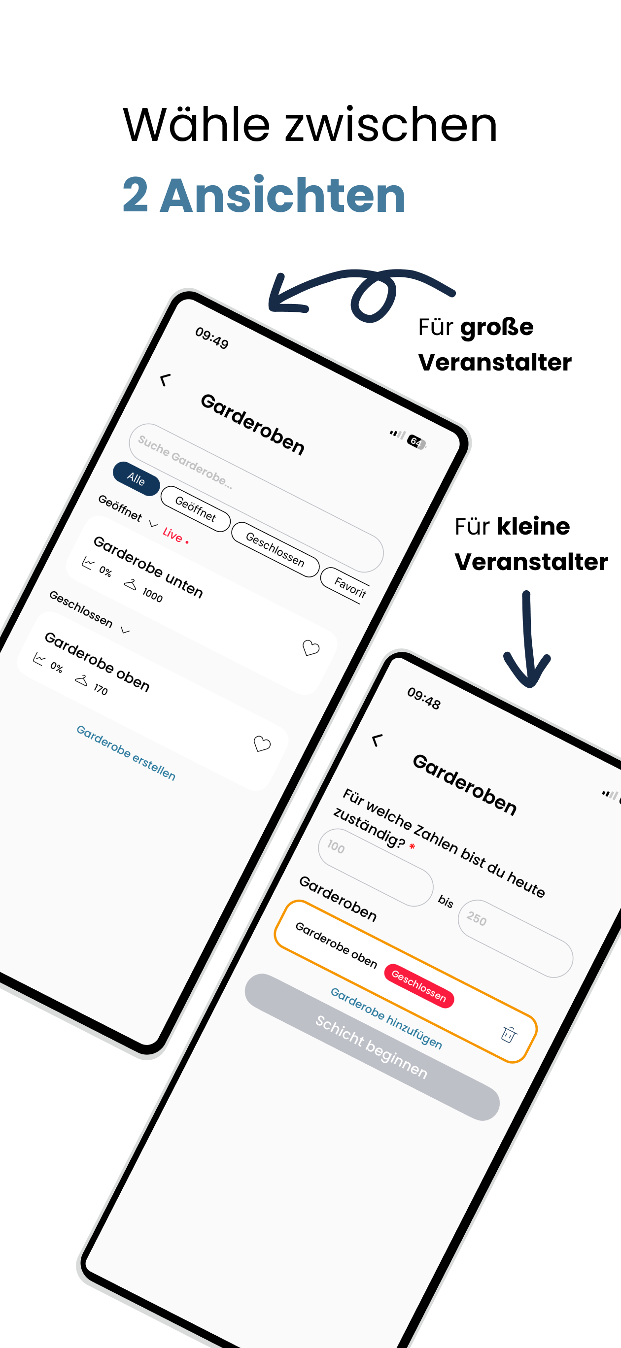 Wähle zwischen 2 Ansichten